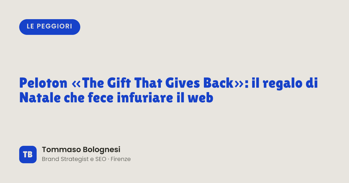 Peloton «The Gift That Gives Back»: il regalo di Natale che fece infuriare il web