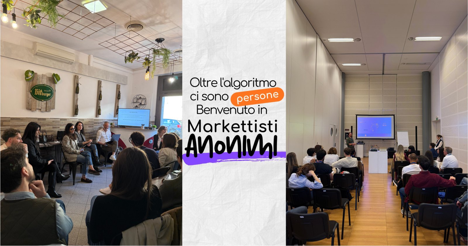 Markettisti Anonimi — la community di marketer fondata da Tommaso Bolognesi, durante un incontro al Murate Idea Park di Firenze